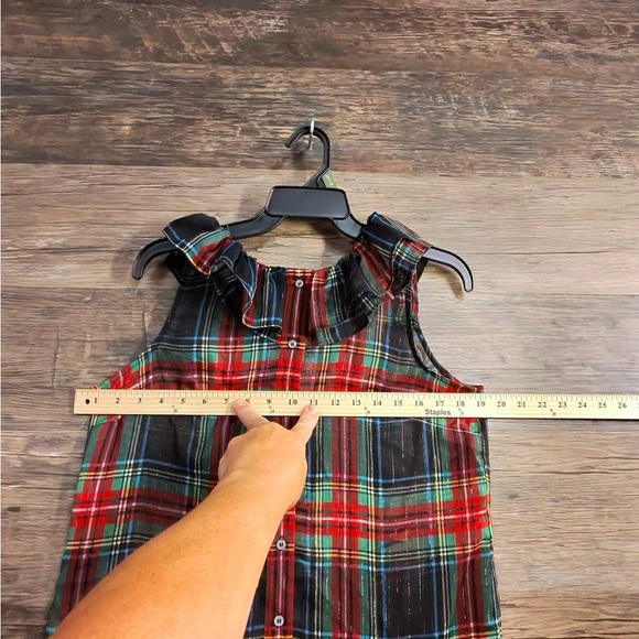 J. Crew Ruffled Red and Green Plaid Sleeveless Tank Top - Picture 9 of 11